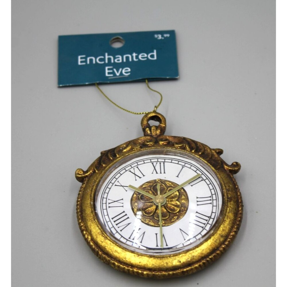 NWT 4" Pocket Watch Ornament Gold Victorian Enchanted Eve At Home Retro Inspired